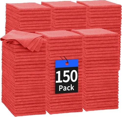 Vista 27 de Toallas de microfibra para automóviles, paquete de 24 paños de limpieza de microfibra, toallas de limpieza de 11.5 x 11.5 pulgadas, absorbentes a