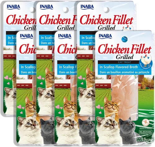 Vista 14 de INABA Natural, Filetes de Pollo a la Parrilla Cortados a Mano de Primera Calidad, Premios/Complemento/Suplemento para Gatos con Vitamina E