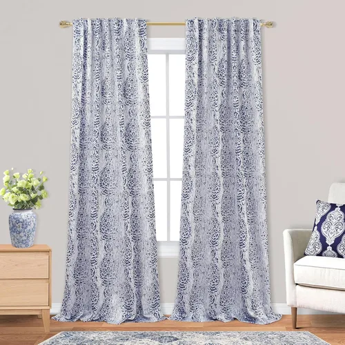 Vista 18 de Mrs.Naturall Cortinas Doradas de Lujo para Dormitorio, Cortinas con Patrón de Medallón Damasco para Cocina Baño Sala de Estar 63 Pulgadas de Largo