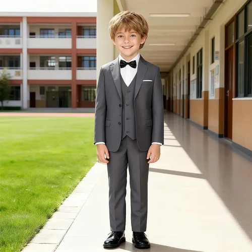 Vista 5 de Lycody Traje de esmoquin de 5 piezas para niños y adolescentes, ropa formal