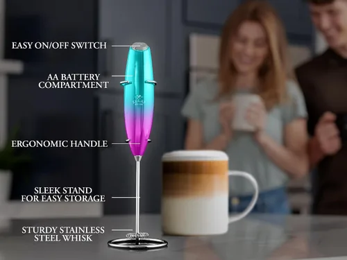 Vista 178 de Zulay Milk Boss Espumador de leche potente manual, hace espuma para latte, batidor para mezclar bebidas, café, miniespumador para capuchino, frappé