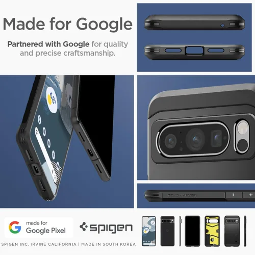 Vista 8 de Spigen Tough Armor diseñada para Pixel 8 Pro Case (2023) [Soporte de apoyo] [Protección de grado militar] - Negro
