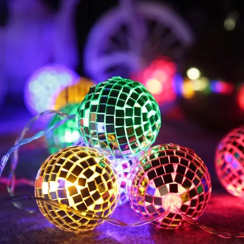 Vista 5 de Decoración de bola de discoteca para jardín, patio, decoración al aire libre, bolas de discoteca USB, difusor de bola de discoteca, lindo cambio