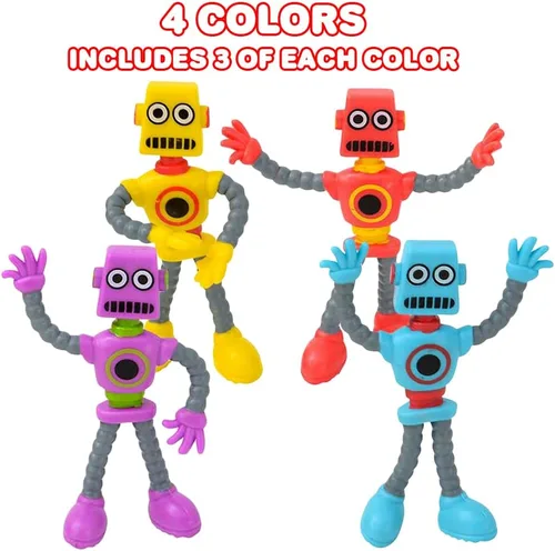 Vista 5 de ArtCreativity Figuras de robot flexibles, juego de 12 figuras flexibles para hombres, recuerdos de fiesta de cumpleaños para niños y niñas, juguetes