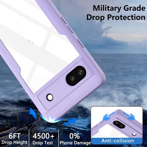 Vista 4 de BESINPO Funda de silicona TPU resistente a prueba de golpes de grado militar para Google Pixel 6A (violeta)