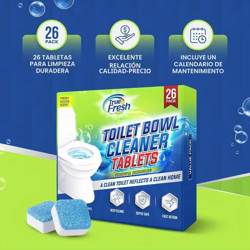 Vista 8 de True Fresh - Tabletas limpiadoras para inodoro, paquete de 26, seguras para sépticas, aroma oceánico