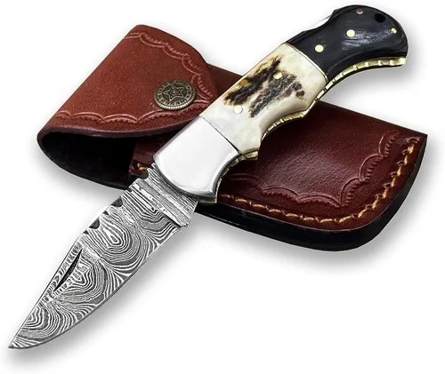 Vista 14 de Cuchillo plegable de bolsillo de acero de Damasco personalizado, regalo personalizado para marido, papá, novio, regalos de padrinos de boda, regalos