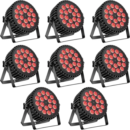 Vista 12 de U`King Luces de escenario, 18 x 18 W RGBW 4 en 1 LED DJ Par puede luz con efecto estroboscópico/lavado de escenario por DMX512 y iluminación