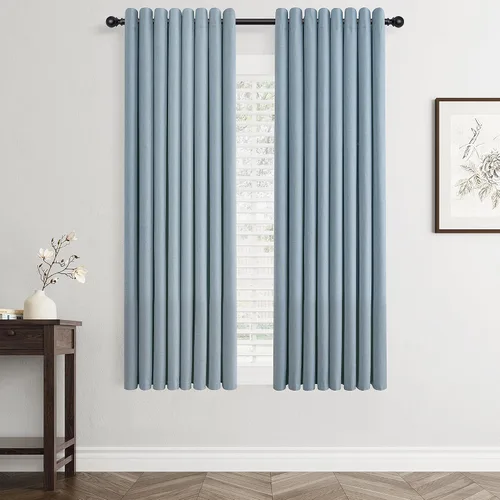 Vista 30 de Beige White Linen Blackout Curtains 90 Length 2 Panels Set for Living Room Bedroom, 100% Black Out Thermal Insulated Linen Drapes, Room Darkening