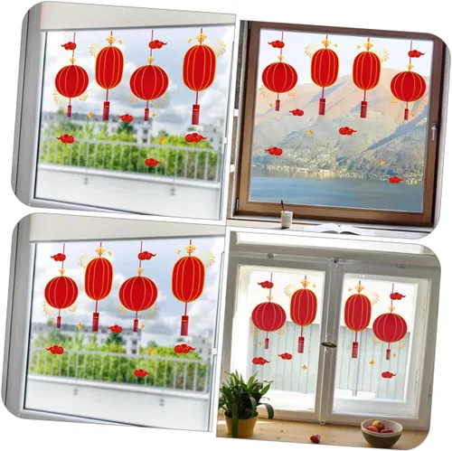 Vista 2 de Juego de calcomanías de decoración para la casa nueva, calcomanías de ventana para patrones de celebración de Año Nuevo