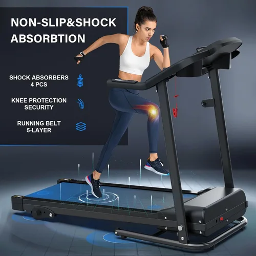 Vista 3 de FYC Compact Folding Treadmill for Home - 2.5HP Quiet Brushless Motor, 3-Level Incline, 7.5 MPH, Shock Absorption, Space-Saving Design for Running