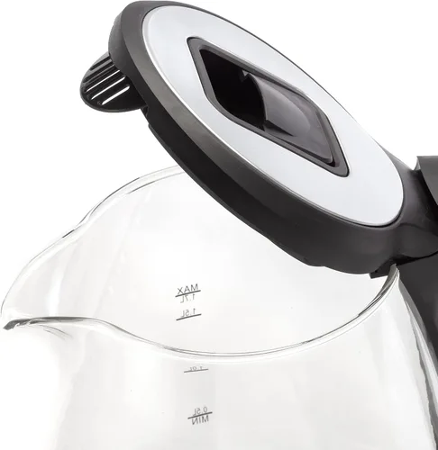 Vista 4 de Dominion Tetera eléctrica inalámbrica de un solo paso, calentador de vidrio y té de 1.7 L (7 tazas) con luz indicadora LED, apagado automático, tapa