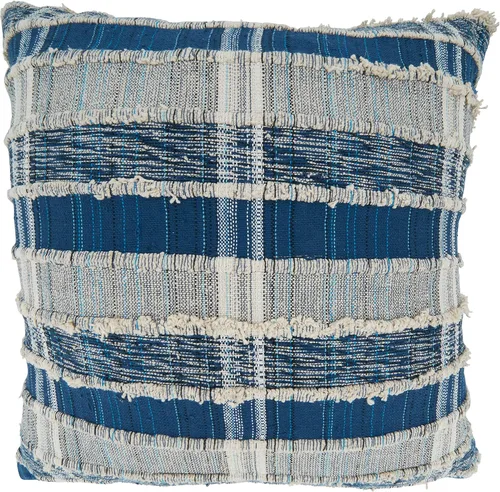 Vista 7 de SARO LIFESTYLE Maximus Collection - Funda de almohada de algodón tejida a rayas, 16 x 24 pulgadas, color azul