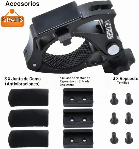 Vista 5 de Soporte de bicicleta de repuesto para luz de bicicleta, soporte de aluminio para luces de bicicleta, soporte universal para faros delanteros 1