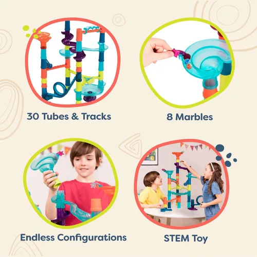Vista 11 de B. toys Marble-Palooza Marble Run, juego grande de 38 piezas STEM Tracks