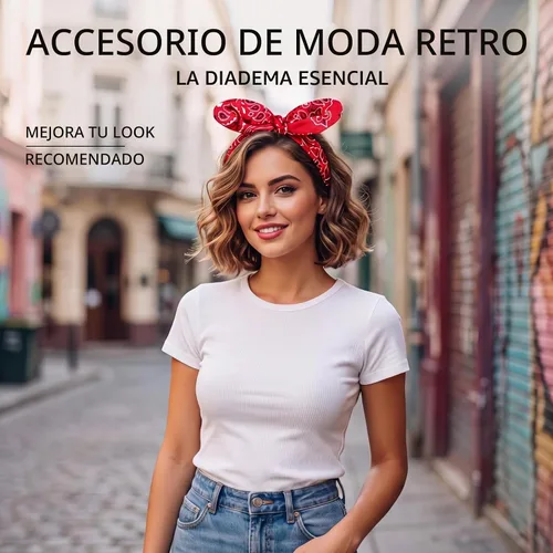 Vista 8 de Hicarer 2 diademas tipo bandana para mujeres y niñas, rojo, blanco