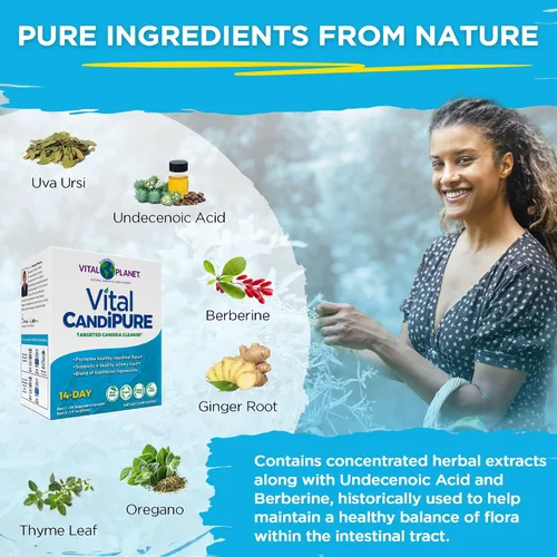 Vista 6 de Vital Planet - Vital CandiPURE - Limpieza intestinal formulada para mantener un equilibrio intestinal saludable, 2 partes - Kit de 14 días, 56
