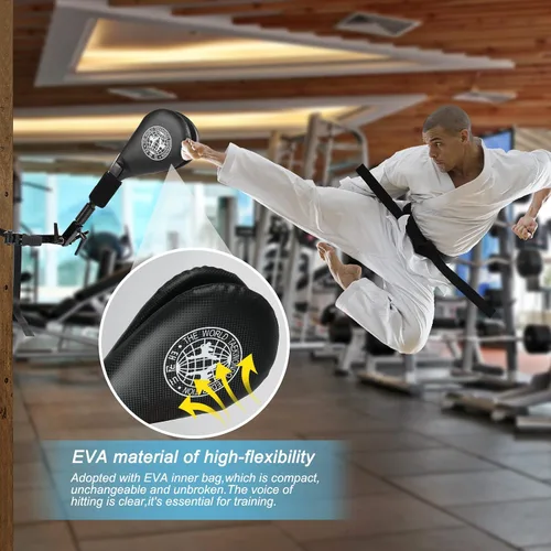 Vista 4 de Taekwondo Kick Pads, Kicking Boxing - Almohadillas de patada manos libres para artes marciales con soporte de montaje