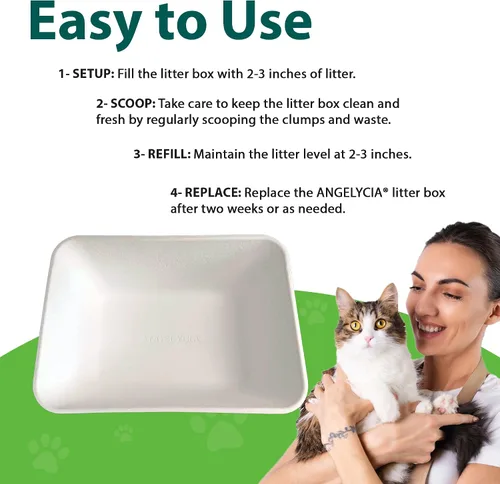 Vista 6 de ANGELYCIA Cajas de arena desechables para gatos, efecto de bicarbonato de sodio y máximo control de olores, 17.1 pulgadas de largo, 12.6 pulgadas