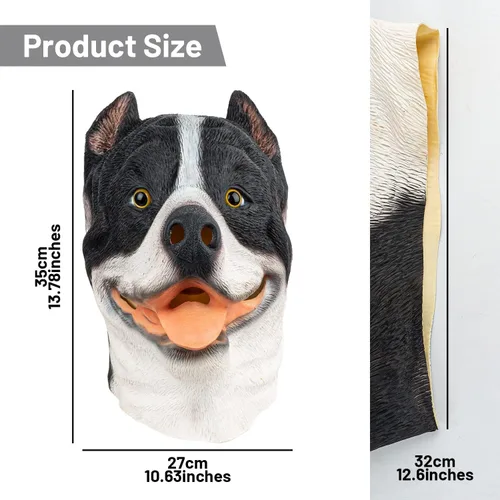 Vista 7 de PartyHop Pitbull - Máscara de látex para perro, máscara de cabeza completa, disfraz para fiesta de disfraces de Halloween