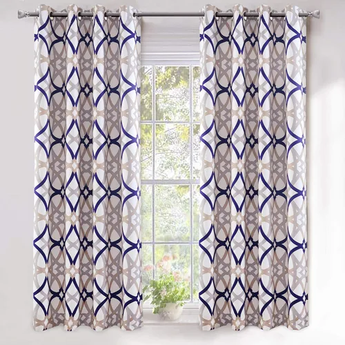 Vista 32 de Cortinas DriftAway Alexander de oscurecimiento para sala de estar, mezcla de lino con patrón, térmicas, oscurecedoras, geométricas, estilo marroquí