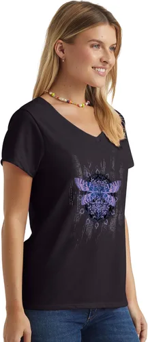 Vista 2 de Hanes - Camiseta de manga corta con cuello en V para mujer