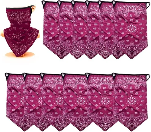 Vista 20 de Paquete de 12 polainas para el cuello, bufanda, máscara facial, bandanas para hombres y mujeres, máscara facial, pasamontañas, diademas