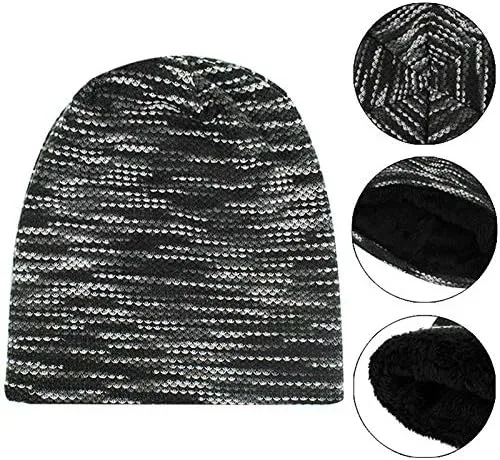 Vista 5 de Gorro de punto unisex para hombre y mujer, con forro de felpa