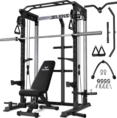 Vista 15 de C21 Power Cage 2000LBS Multi-Function Power Rack with Independent Dual Pulley System, All-in-One Squat Rack for Cable Crossover, Home Gym Workout
