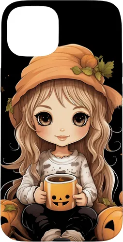 Vista 9 de Chibi Girl Anime Kawaii Pumpkin Spice Latte Fall Halloween Case for iPhone 16