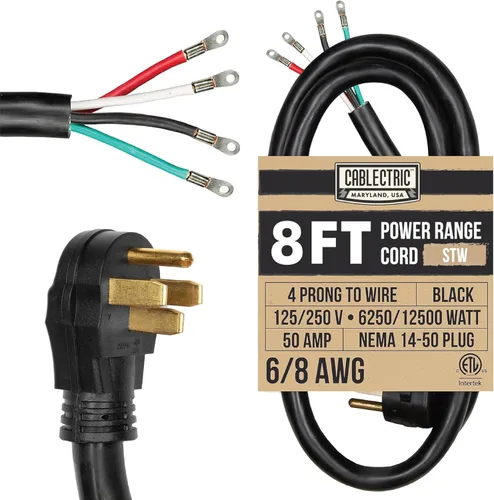 Vista 6 de Cable de alimentación de rango de 4 clavijas de 3 pies - Cable de extensión RV de 50 amperios - Cable resistente de 6/8 AWG - Enchufe de extensión