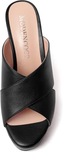 Vista 3 de MODENCOCO Sandalias de tacón alto con plataforma mate para mujer, puntera abierta, estilo casual, de 4 pulgadas