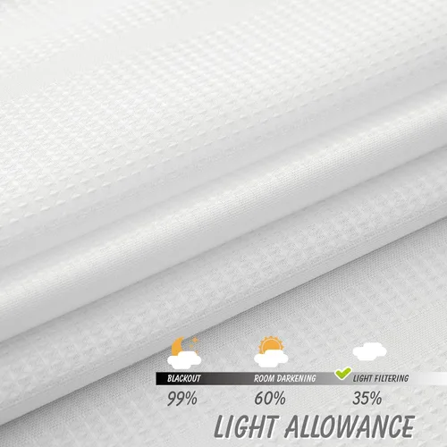Vista 4 de Home Queen Cortinas Waffle Blancas para Ventana de Baño, Repelentes al Agua con Bolsillo para Barra, Cortinas Cortas de Cocina para Ventana Pequeña