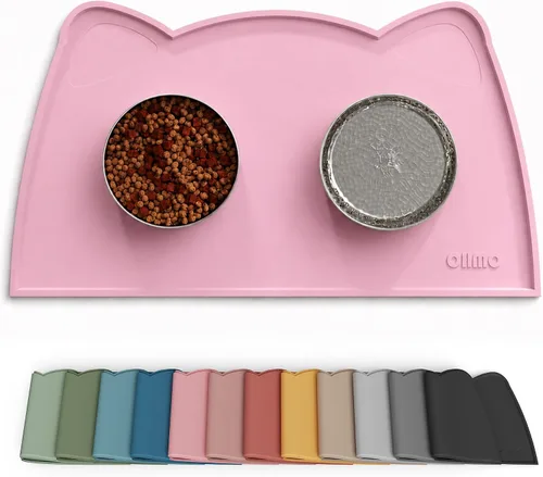 Vista 35 de OHMO - Tapete de silicona para comida para gatos, tapete de alimentación de mascotas para el piso, antideslizante e impermeable, bandeja para agua