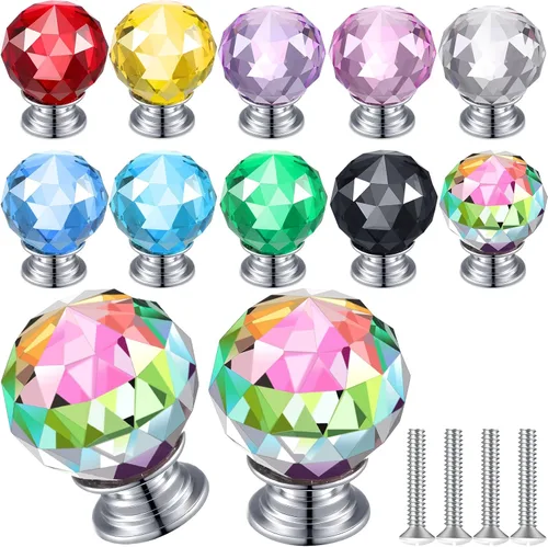 Vista 11 de Jetec 20 piezas tiradores de cristal para cajones pomos de gabinete 30mm pomos de diamante para aparador para cajones de aparador cocina estantería