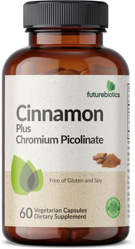 Vista 3 de Futurebiotics Cinnamon Plus Suplemento de picolinato de cromo, cromo de alta potencia, sin OMG, 60 cápsulas vegetarianas
