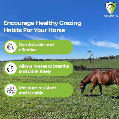 Vista 3 de GG Equine GreenGuard - Bozal de pastoreo para caballo, accesorios para caballos más ligeros y duraderos, cómodo bozal para caballos con flujo