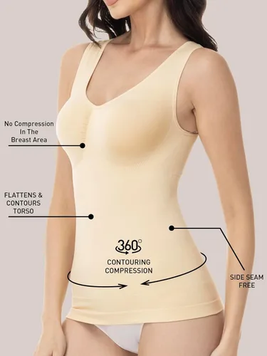 Vista 3 de Compression Tank Tops for Women, High Shaping Scoop & V-Neck Cami, Shapewear Tummy Control Camisole
