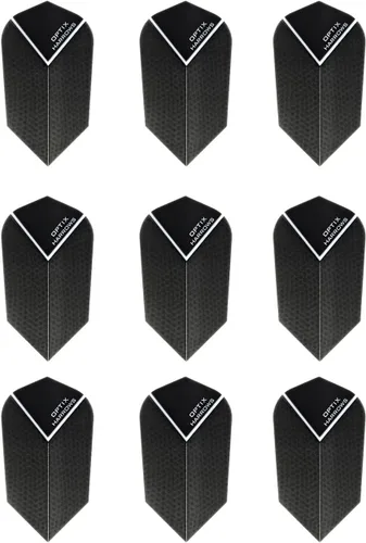 Vista 2 de Optix 3 juegos de dardos delgados Harrows más 1 juego de protectores de vuelo de dardos de aluminio Negro