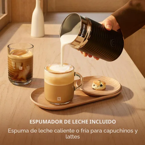 Vista 6 de Vertuo Next de Nespresso - Cafetera para café y espresso de De'Longhi, color blanco con espumador de leche Aeroccino Coffee and espresso maker by