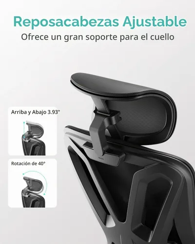 Vista 5 de Hbada P5 Silla de oficina ergonómica, silla de escritorio con soporte lumbar y altura ajustables, silla de computadora cómoda de malla