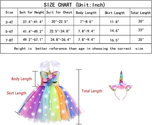 Vista 6 de Dicodoum Disfraz de unicornio para decoración de cumpleaños, vestido de fiesta para niñas con luz
