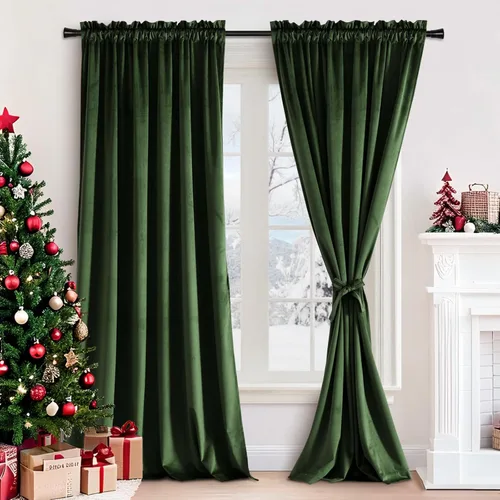 Vista 10 de JIUZHEN Cortinas de terciopelo beige de 63 pulgadas de ancho x 63 pulgadas de largo, cortinas de terciopelo retro suaves con bolsillo para barra