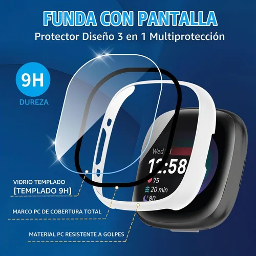 Vista 3 de Paquete de 6 fundas protectoras de pantalla para Fitbit Sense 2 / Versa 4 [cobertura completa], parachoques de policarbonato duro, accesorios