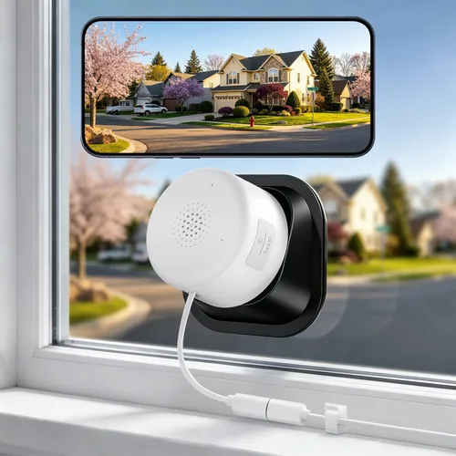Vista 7 de Cámara de seguridad de ventana de 4MP 2K, cámara inalámbrica WiFi 5G y 2.4GHz, monitor de visión nocturna a color de luz negra, vidrio de montaje