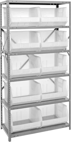 Vista 88 de Quantum QSBU-245BK Heavy Duty Shelving Unit with (7) Shelves and (24) QUS245 Black Bins for Garage Warehouse Storage Distribution 400 lb Load