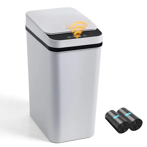 Vista 12 de Cubo de Basura Negro para Baño de 2.6 Galones, Basurero con Sensor de Movimiento Automático Sin Contacto, Cubo de Basura Pequeño Inteligente
