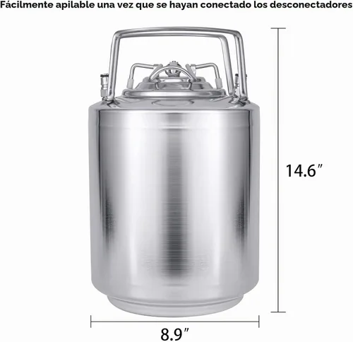 Vista 2 de TMCRAFT Mini barril de bloqueo de bola de acero inoxidable de 2.6 galones