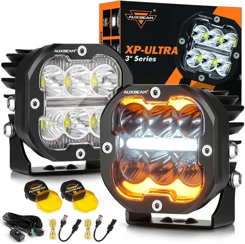 Vista 18 de Auxbeam Color Play Series SAE - Luces antiniebla LED de 3 pulgadas con DRL blanco y señal de giro para Ford Honda, Nissan, Subaru, Acura, Lexus