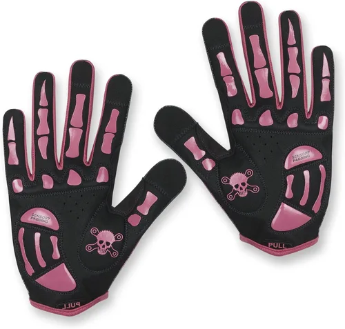 Vista 2 de RocRide Guantes de ciclismo con diseño de esqueleto, acolchados, dedos completos, para carretera, montaña, BMX, unisex, para hombres, mujeres